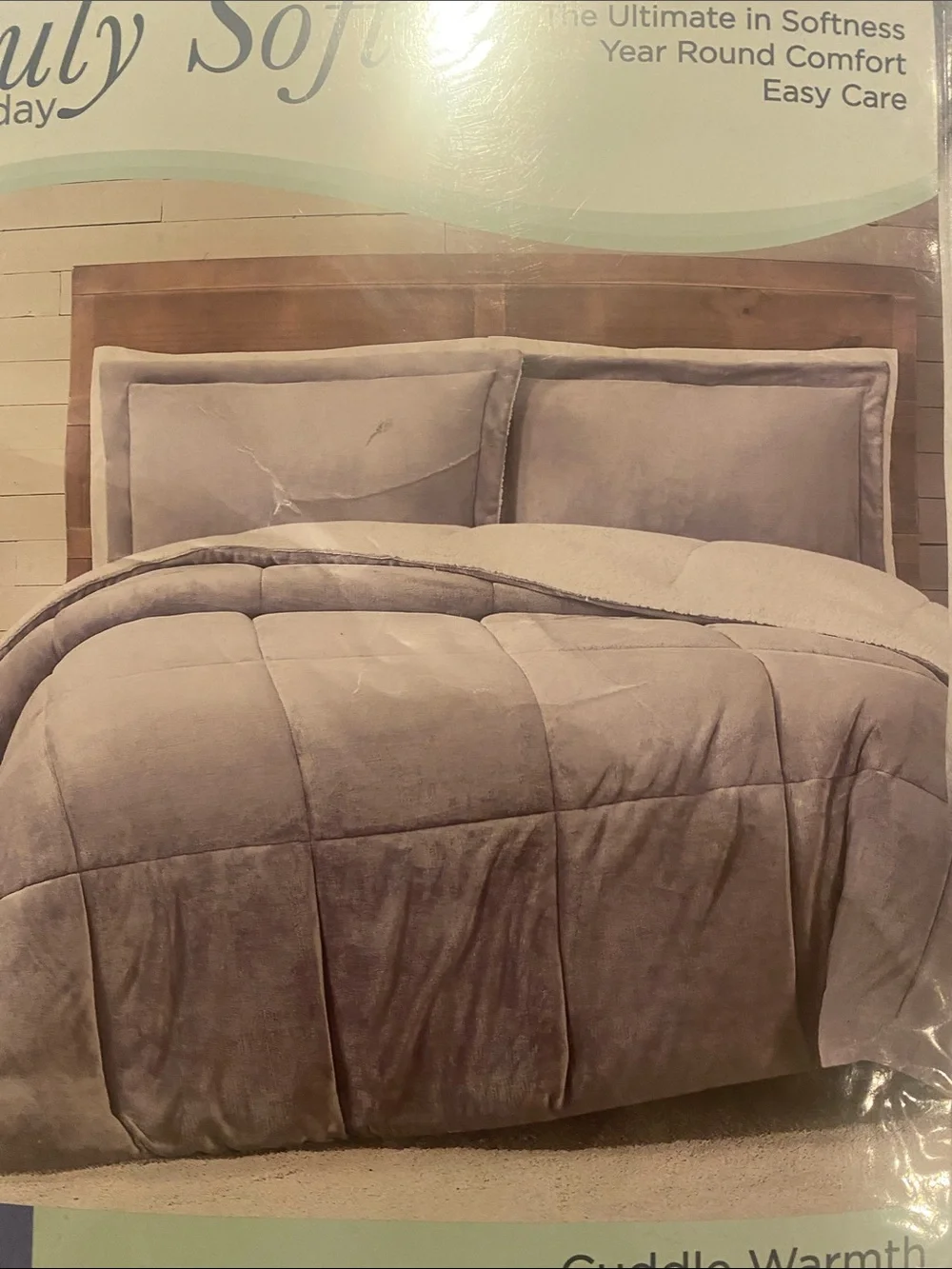 Truly Soft King Cuddle Warmth Comforter Set - Gray/White